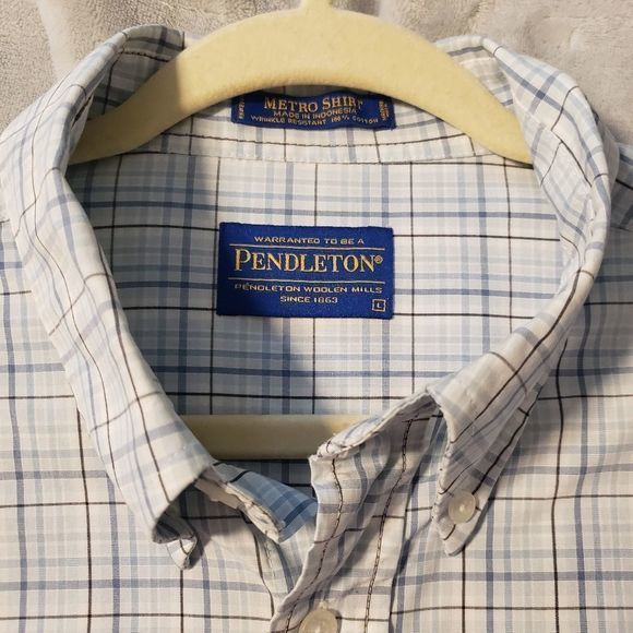 Pendleton Men's‎ Blue and White Dress Shirt Button-down Size Large - Picture 4 of 4